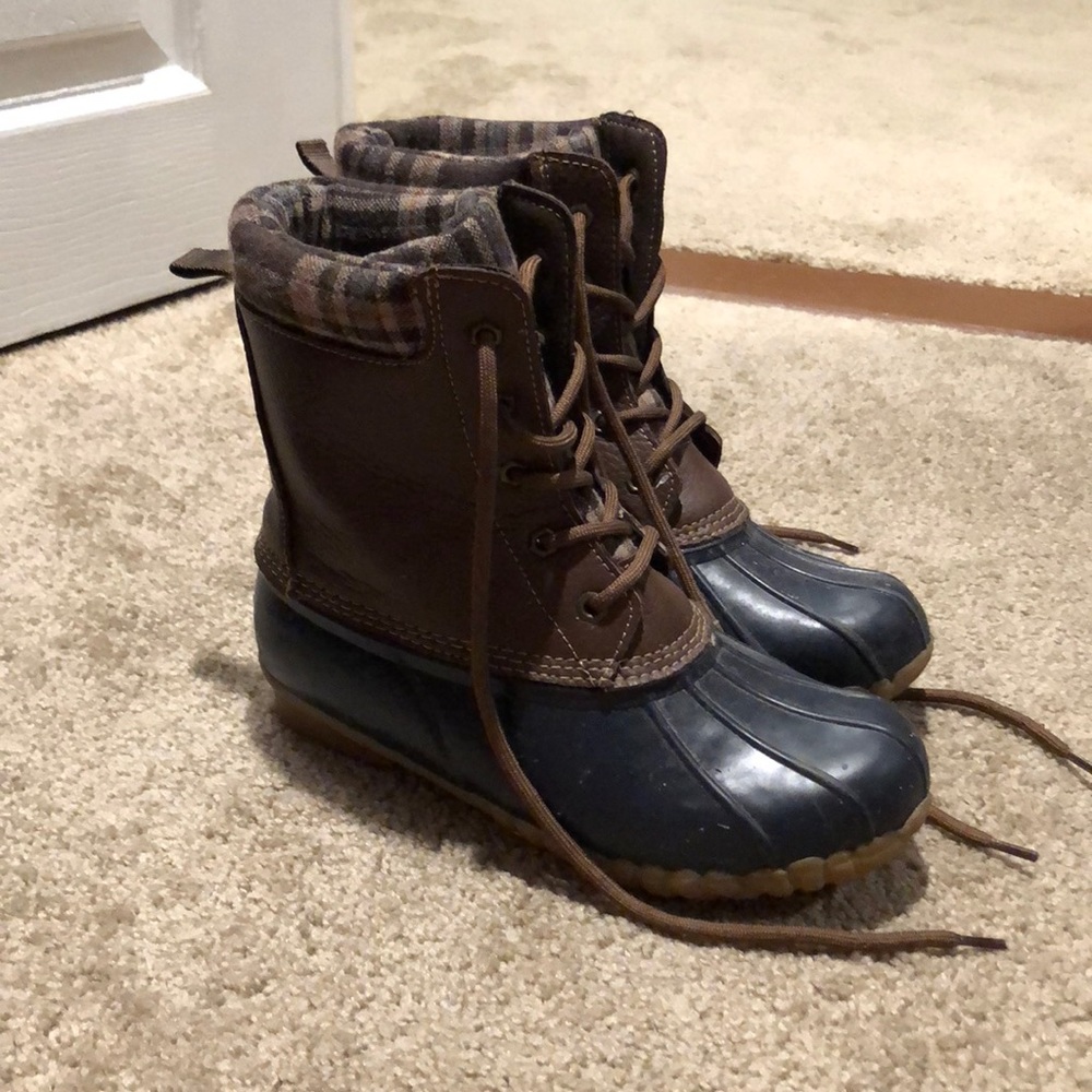 Brown and Plaid duck boots